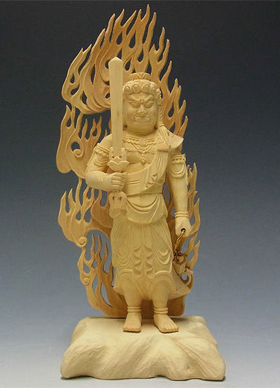 Deluxe Hand Carved Fudo Myo Statue MEDIUM