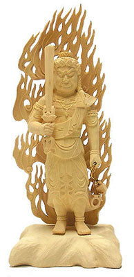 Deluxe Hand Carved Fudo Myo Statue MEDIUM