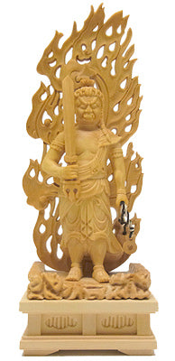 Deluxe Hand Carved Fudo Myo Statue SMALL