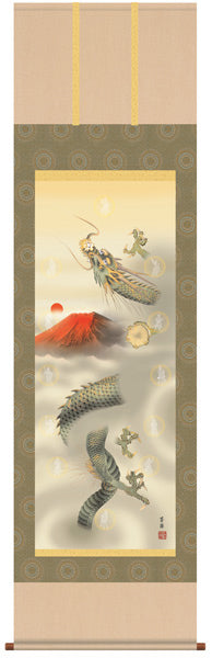 Dragon with Red Fuji Mount Kakejiku