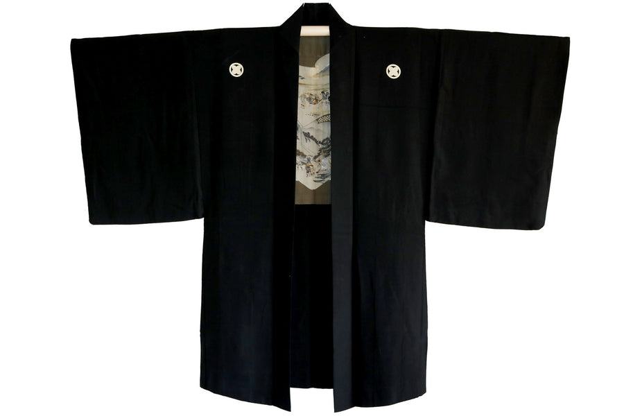 Antique Silk Haori Jacket with Kamon