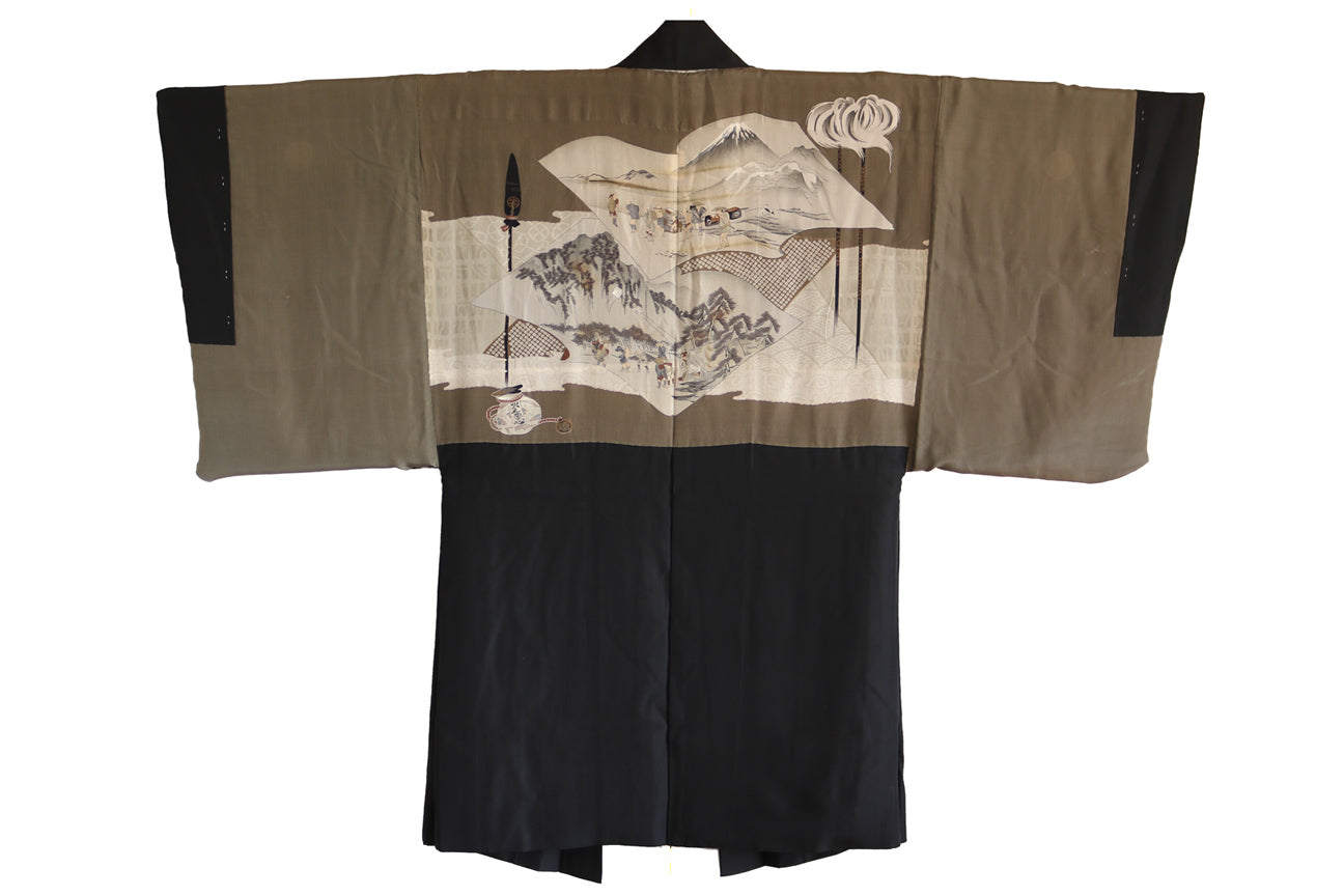 Antique Silk Haori Jacket with Kamon