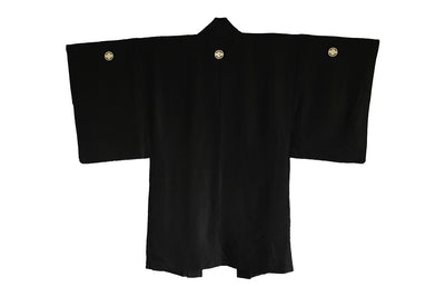 Antique Silk Haori Jacket with Kamon & SAMURAI Lined