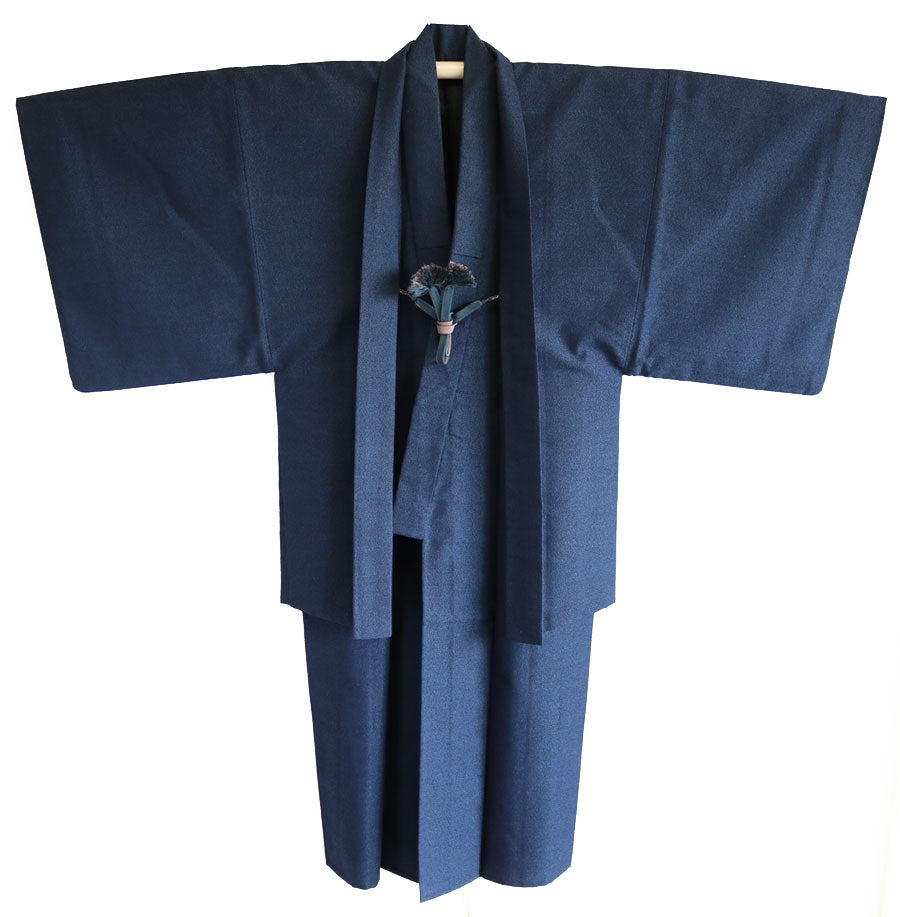 Antique Kimono and Haori Jacket Set with Fusa Cord