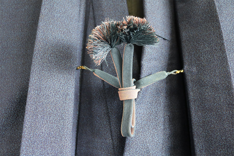 Antique Kimono and Haori Jacket Set with Fusa Cord