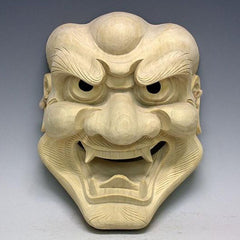 工芸品 Wooden Noh Mask Ooakujo - Vintage Japanese Noh Mask Wood Carving kabuki