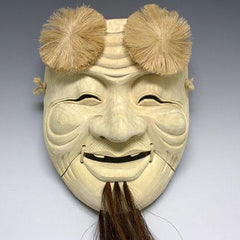 工芸品 Wooden Noh Mask Ooakujo - Vintage Japanese Noh Mask Wood Carving kabuki