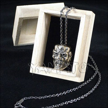 Silver Noh Mask Pendant Kentoku